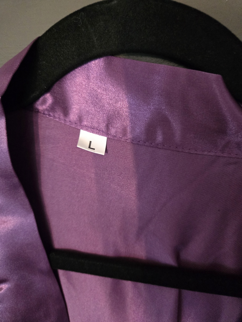 Silky Purple Satin Robe with Waist Tie - Picture 2 of 5